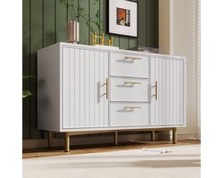 STILVORA Dressoirs - 100x45x75 cm - Opbergkast Met 2 Laden En Deuren - Praktisch Dressoir Voor Woonkamer En Hal - Strak Industrieel Design - Metaal - Wit