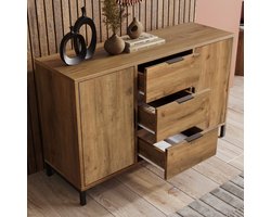 STILVORA Dressoirs - Ladekast Met 2 Deuren En 3 Lades - Ruime Opbergkast - Geschikt Voor Woonkamer - Spaanplaat - 120x40x76 cm - Bruin