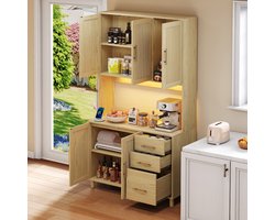 STILVORA Dressoirs - Ladekast Met LED Licht En USB Stopcontacten - 3 Laden En Gouden Grepen - 100x40x183 cm - MDF - Onbehandeld