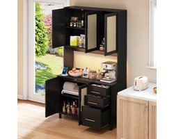 STILVORA Dressoirs - Ladekast Met LED Licht En USB Stopcontacten - 3 Laden En Gouden Grepen - 100x40x183 cm - MDF - Zwart