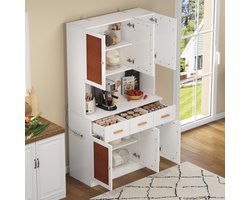 STILVORA Dressoirs - Opbergkast Met LED Verlichting En Stoffen Deuren - Stopcontact En Massief Houten Grepen - 105x43x182 cm - MDF - Rood