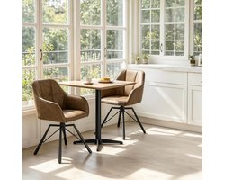 STILVORA Eetkamerstoel 58,5 x 54,5 x 82,5 cm - Draaibaar Met Armleuningen - Voor Eetkamer En Keuken - Kunstleer En Metaal - Bruin