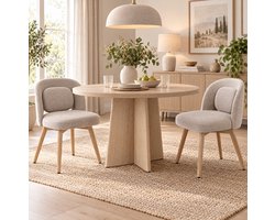 STILVORA Eetkamerstoel Set Van 2 - 360 Graden Draaibaar - Met Armleuningen - Met Houten Poten - Fluweel - Beige