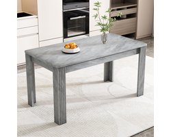 STILVORA Eettafel - Rechthoekige Eettafel Met Houtnerf En Robuuste Poten - Ruim Werk- En Eetblad Voor Thuis - Spaanplaat - Grijs