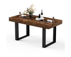 STILVORA Eettafel - Uitschuifbaar Van 120 Tot 160 Cm Voor 8 Personen - Retro Industrieel Voor Keuken En Eetkamer - Hout - Zwart;Rustiek Bruin