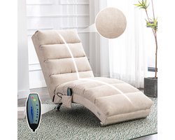 STILVORA Entspanningsligstoel - Hoekligstoel - Ergonomisch Ontwerp - Met Zacht Vibratiefunctie - Voor Woonkamer, Kantoor en Slaapkamer - Linnen Beige