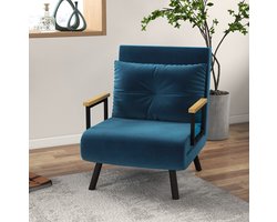 STILVORA Fauteuil 63 x 73 x 81 cm - Verstelbare Rugleuning Met Bedfunctie - Voor Woonkamer En Logeerkamer - Velvet Blauw