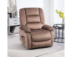 STILVORA Fauteuil 90 x 93 x 110 cm - Elektrische Relaxfauteuil Met Opstahulp, Massage En Lendenverwarming - Voor Woonkamer - Bruin