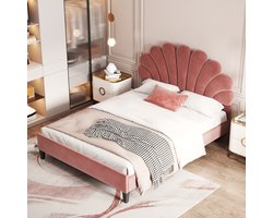 STILVORA Gestoffeerd Bed 140x200 - Kinderbed Met Onderste Opbergruimte En Stevig MDF Frame - Fluweel - Rood