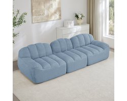STILVORA Hoekbank 3-Zits - Modulair Boneless Design Met Ottomaan - Voor Woonkamer En Appartement - Cord Blauw