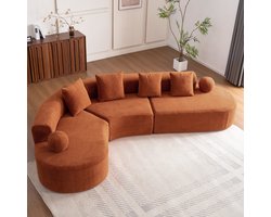 STILVORA Hoekbank 327 X 215 X 80 Cm - Extra Diepe Zit - Zonder Poten - Voor Woonkamer En Grote Gezinnen - Chenille - Oranje