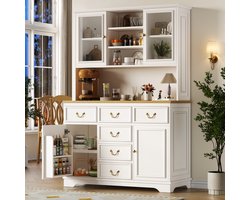 STILVORA Keukenkast - Ergonomische Werkhoogte En Ledverlichting - Opbergkast Met Stopcontact En Lades - MDF - 118x39,5x180 Cm - Wit