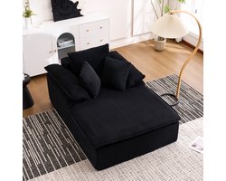 STILVORA Ligbank 177 x 122 x 92 Cm - Frameloos Met Brede Armleuningen - Ergonomische Lees En Relaxbank Voor Woonkamer - Ribstof Zwart