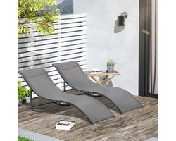 STILVORA Ligbed 165 x 61 x 63 cm - Set Van 2 Inklapbare Tuinligbedden Met S-Vorm - Voor Tuin En Zwembad - Aluminium Donkergrijs