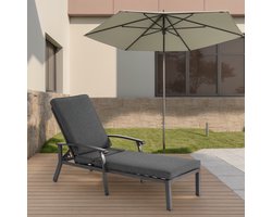 STILVORA Ligstoel 204x58x100-30 cm - Verstelbare Rugleuning 5 Standen - Voor Tuin, Terras En Zwembad - Aluminium - Grijs