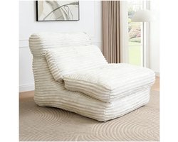 STILVORA Loungestoel 190 Cm - Omvormbaar Naar Ligbed - Ergonomische Rugleuning En Voetsteun - Voor Slaapkamer En Studie - Flanel Wit