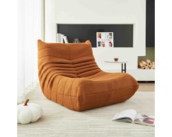 STILVORA Loungestoel Zitzak - Ergonomische Zitzak Stoel Met Schuimvulling - Teddysamt Oranje