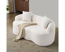 STILVORA Loveseat 2-Zits - Gebogen Design Met 2 Kussens - Voor Woonkamer En Slaapkamer - Schuim En Veren - Wit