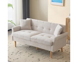 STILVORA Loveseat - Dubbelsofa - Comfortabele Bank met Kussens - 162x74x77 cm - Chenille - Beige