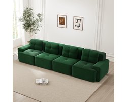STILVORA Modulaire Bank 4 Zits - Diepe Zit 74 Cm Wolkcomfort - Antislip Bodem - Voor Woonkamer En Filmavonden - Corduroy Groen