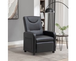STILVORA Relaxfauteuil 67,5 x 76,5 x 95,5 Cm - Handmatig Verstelbare Rugleuning Met Klapbare Voetensteun - Woonkamer - Kunstleer Zwart