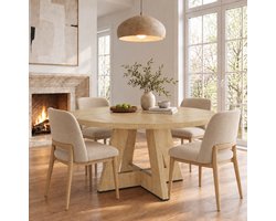 STILVORA Ronde Eettafel - Scandinavisch Design voor 4 tot 6 Personen - MDF in Eikenkleur - Diameter 120 cm - Hoogte 75 cm
