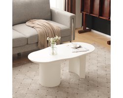 STILVORA Salontafel - Design Salontafel Met Organische Vorm - Stabiel En Duurzaam Met Gelakt Oppervlak - Voor Woonkamer En Lounge - MDF - 100x(40-50)x40.5 cm - Wit