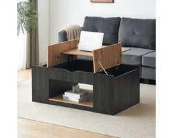 STILVORA Salontafel - In Hoogte Verstelbaar Met Liftfunctie En Opbergruimte - Voor Woonkamer - MDF - Grijs;Houtbruin - 109,5x59,7x43 Cm