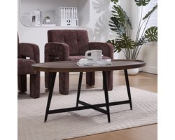 STILVORA Salontafel - Ovale Minimalistische Tafel Met Houten Blad En Stevig Metaalgestel - Voor Woonkamer En Als Bijzettafel - MDF - 55x110x45 cm - Bruin