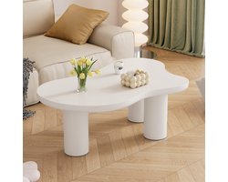 STILVORA Salontafel - Wolkenvormige Koffietafel Met 3 Poten En Viltvoetjes - Lichtgewicht Ontwerp Voor Woonkamer - MDF - 107x66x40.5 cm - Wit