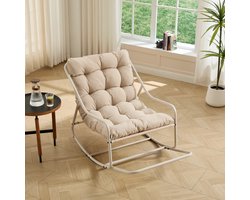 STILVORA Schommelstoel 75 x 116 x 82 cm - Verstelbare Schommelbeweging - Voor Tuin En Woonkamer - Staal - Beige