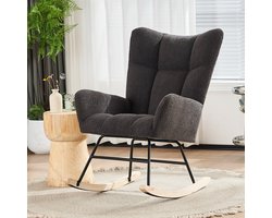 STILVORA Schommelstoel - Hoge Rugleuning - Met Armleuningen - Voor Woonkamer Slaapkamer Babykamer En Tuinkamer - Schuim Grijs