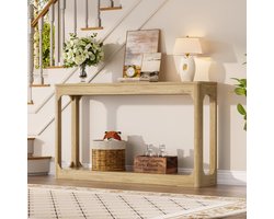 STILVORA Sidetable - Smalle Consoletafel Met Open Opbergruimte - Voor Hal Achter Bank En Gang - MDF In Naturel - 140x30x79 Cm