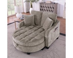 STILVORA Slaapbank 132 X 129 X 93 Cm - 2 In 1 Om te Zitten En Slapen - Met Opberghocker - Voor Kleine Ruimtes - Eucalyptushout Bruin