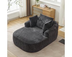 STILVORA Slaapbank Chaise Longue - Ruime Loungestoel Met Armleuningen - Voor Woonkamer En Slaapkamer - Corduroy - Zwart