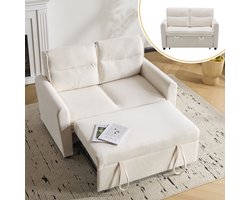 STILVORA Slaapbank - Relaxfauteuil Met Verstelbare Rugleuning - Uitklapbaar 2 Persoons Logeerbed - Schuim - Lichtbeige