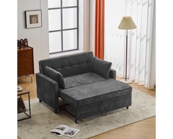 STILVORA Slaapbank - Uitklapbare Slaapstoel - 2 Persoons Logeerbed Met Verstelbare Rugleuning - Chenille Bekleding - Schuim - Zwart