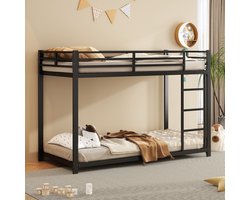 STILVORA Stapelbed 90x200 Cm - Kinderbedden Met Stevig Metaal En Klassiek Design - Comfortabel En Lange Levensduur - Metaal - Zwart