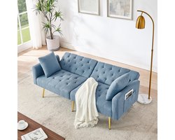 STILVORA Teddy Fleece Sofa - 2-zits - Verstelbare Rugleuning in 3 Hoeken - Luxe Ontwerp voor Woonkamer - Blauw