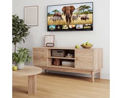 STILVORA Televisiemeubel - Mid Century Stijl Met Opbergruimte En Kabelbeheer - Voor Woonkamer En Slaapkamer - MDF - Eiken - 110x40x48 Cm