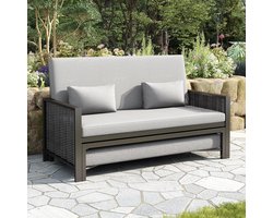 STILVORA Tuinbank 2 Personen - Verstelbare Rugleuning Vijf Standen - Inklapbare Voetsteun - Ligbed Voor Balkon En Patio - Polyester Grijs