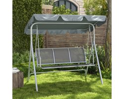 STILVORA Tuinbankschommel 170 x 110 x 153 cm - 3-Zits Met Verstelbaar Dak - Voor Tuin En Terras - Metaal - Grijs