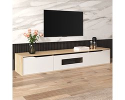 STILVORA TV-kasten 180x30x35 cm - TV meubel Met Kleurveranderende LED - Hoogglans Zwart Front - Stijlvol En Praktisch - Rechthoekig - Televisie - Spaanplaat - Wit