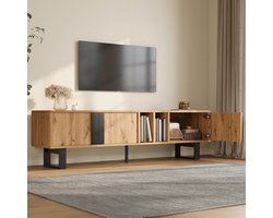 STILVORA TV Meubel - Asymmetrische Opbergkast Met 3 Deuren En Open Vakken - Voor Woonkamer En Entertainment - Houtlook - Natural - 160x40x50 Cm