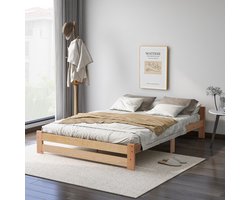 STILVORA Tweepersoonsbed 140x200 cm - Bed Met Hoofdeinde Van Grenen - Geschikt Voor Volwassenen - Naturel