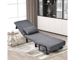 STILVORA Umwandelbaar slaapstoel - Verstelbare rugleuning - 3-in-1 ontwerp voor woonkamer en kantoor - Grijs - Stof