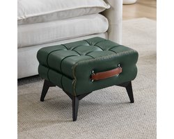 STILVORA Voetenbank - Draagbaar En Multifunctioneel - Voor Hal, Woonkamer En Slaapkamer - PU-Leder, Hout En Staal - Groen