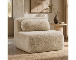 STILVORA Zitbank 102 x 104 x 73 cm - 1-Zits Zonder Armleuningen Met Kussen En Zachte Pluche Bekleding - Voor Woonkamer En Leeshoek - Pluche Licht Khaki