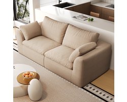 STILVORA Zitbank 180 x 90 x 83 cm - Comfortabele 2-Zitsbank Met Zachte Schuimvulling - Voor de Woonkamer - Linnen Bekleding - Khaki