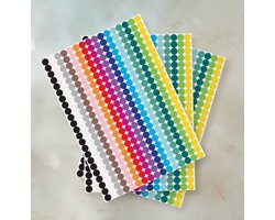 Stippen Stickers Gekleurd - Beste Kwaliteit - Drie A4 Stickervellen - 1104 Gekleurde Stippen Stickers 10mm - Beschrijfbare Stickers - Marketingspunten - Kleurcodering Stickers - Etiketten Rond Gekleurd - Ronde Etiketten - Label Stickers